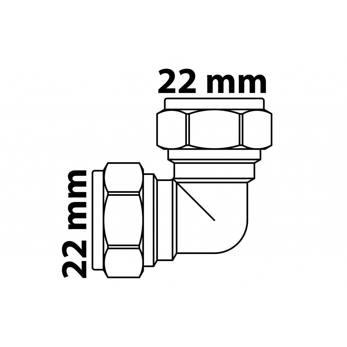 989451417 Brass angle 90°, brass, 22 mm, clamp fitting for copper pipe vue 5