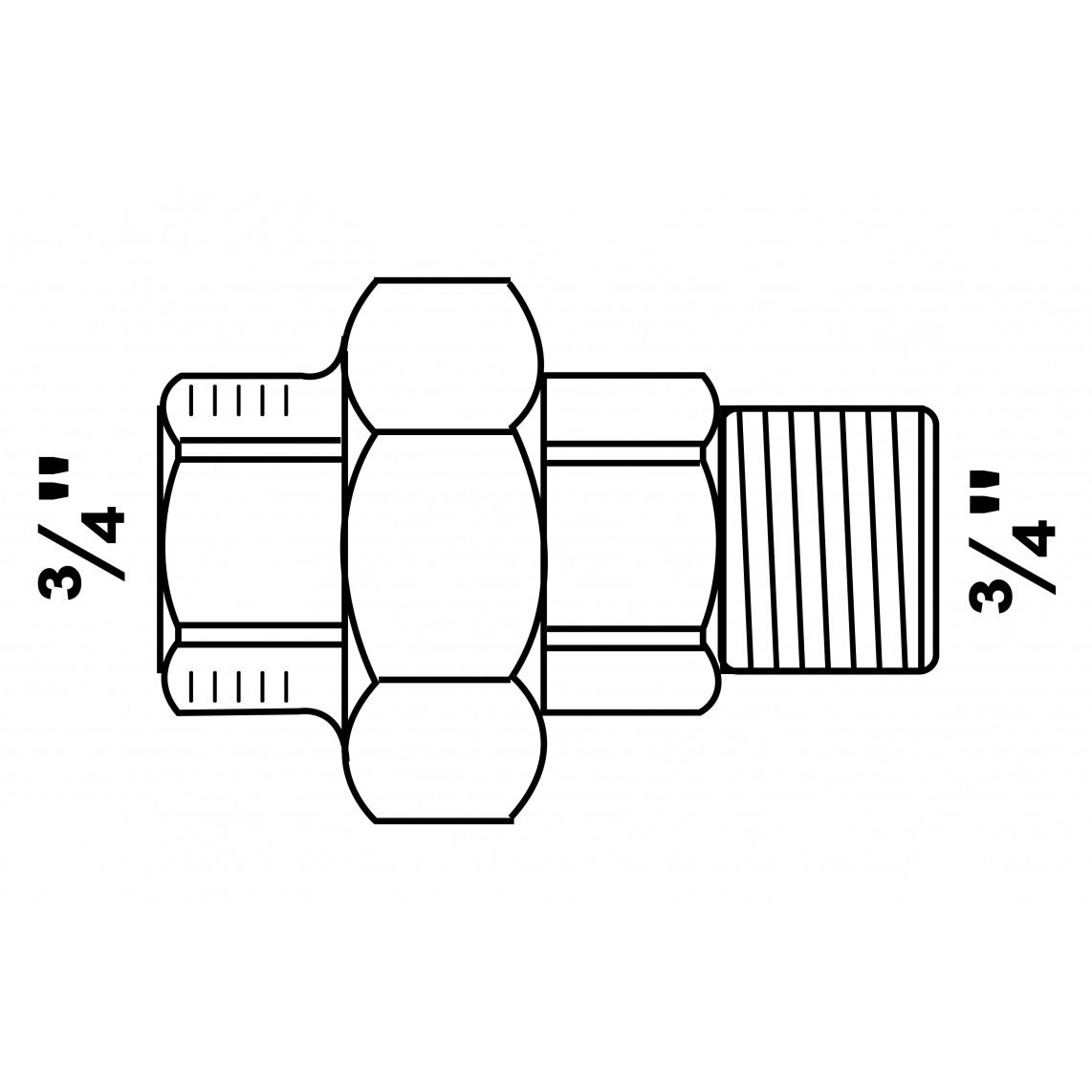 989832155 Screw connection, malleable galvanized, 3/4" female x 3/4" male, conical sealing vue 2