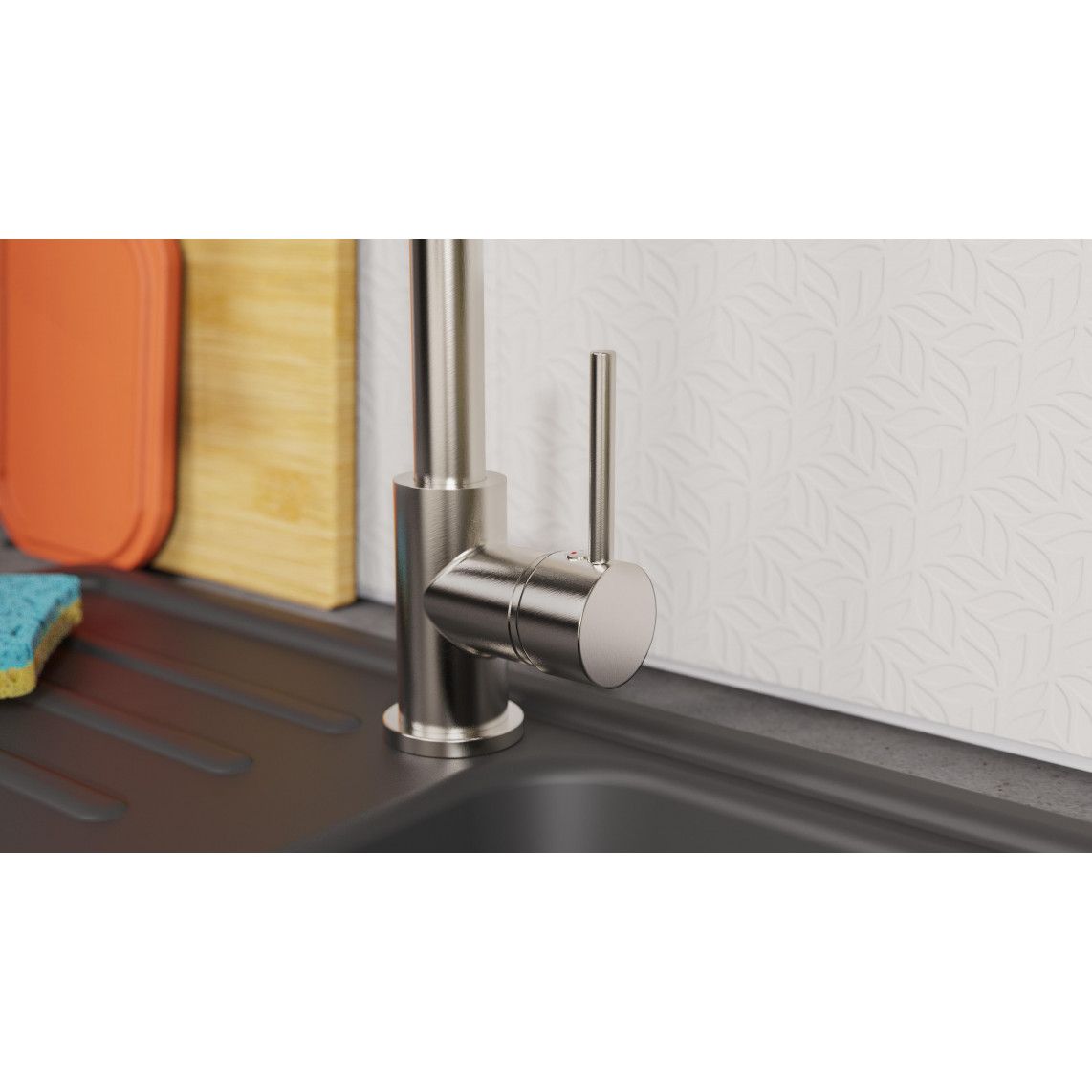 NI183ESCRNI-PR LEON Keukenkraan, RVS look, met uittrekbare vaatdouche vue 8