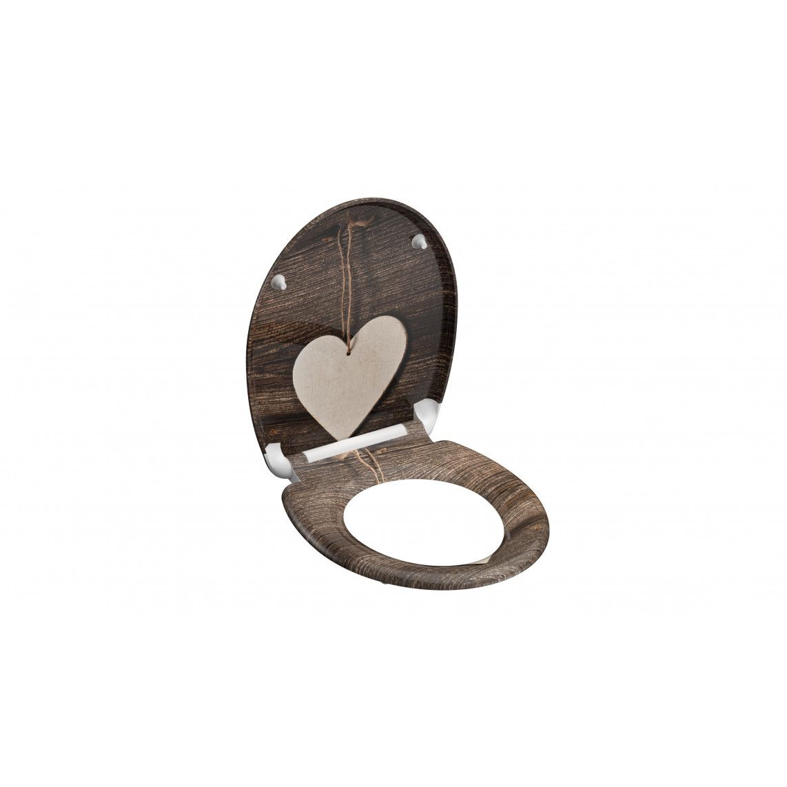 82377 Duroplast Toilet seat WOOD HEART, with soft close and quick release vue 4