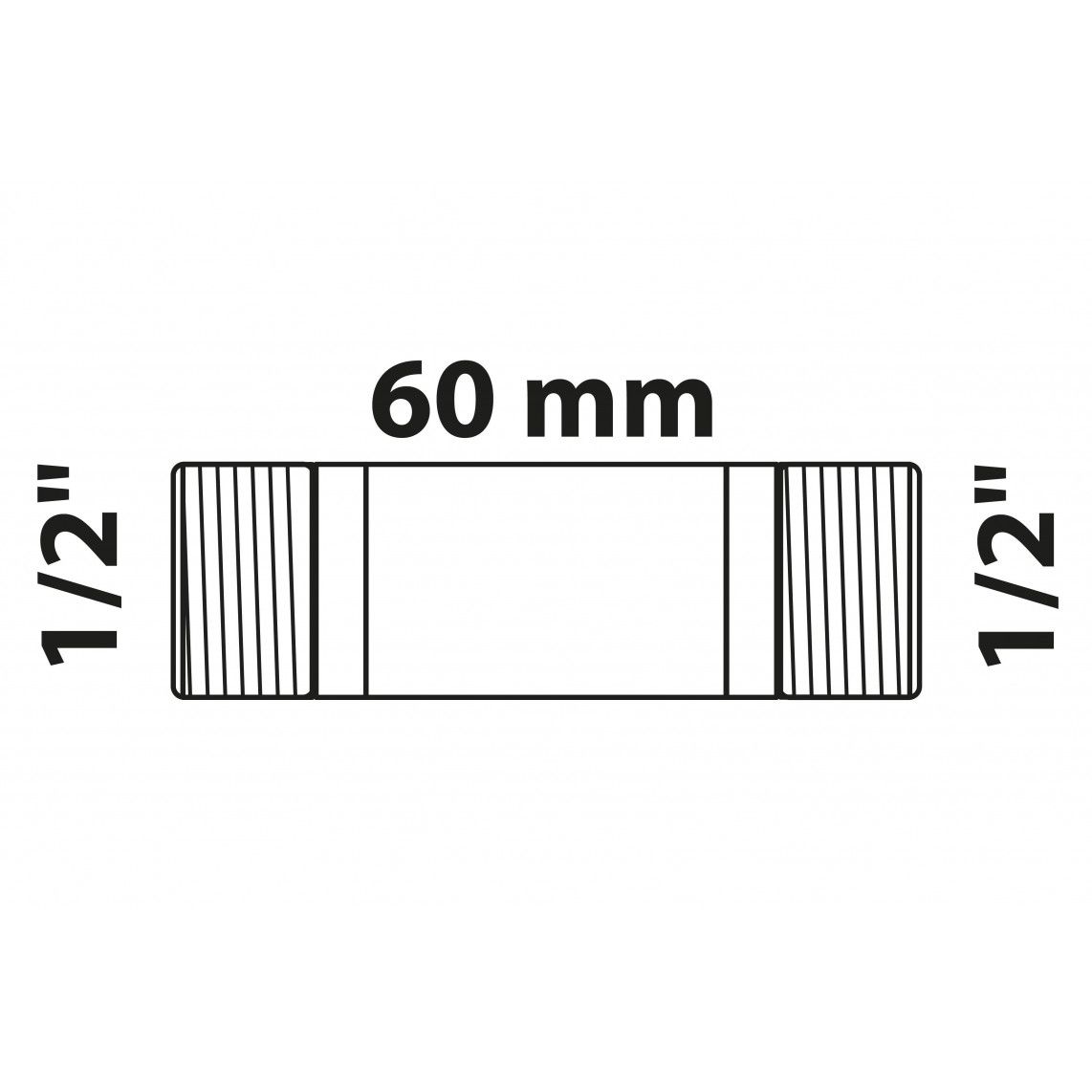988961113 BR dubbele buisnippel, blanco, 1/2" x 60 mm, (3530) vue 2
