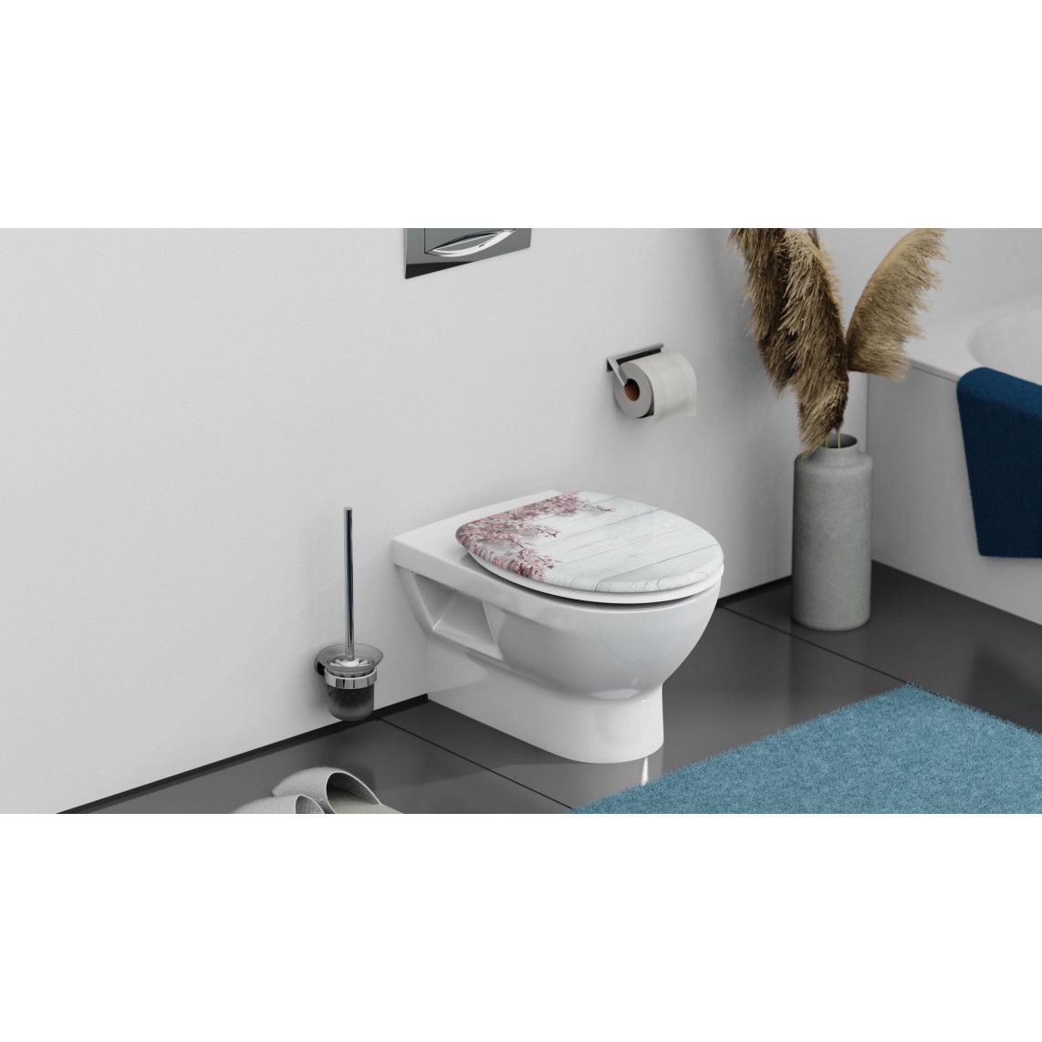 82197 Duroplast Toilet seat FLOWERS& WOOD, with soft close vue 11