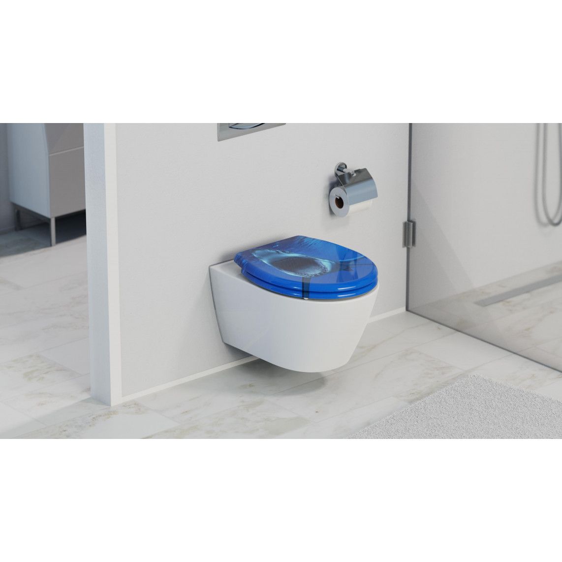 82371 Duroplast WC-zitting SHARK, met valrem en afneembaar vue 9