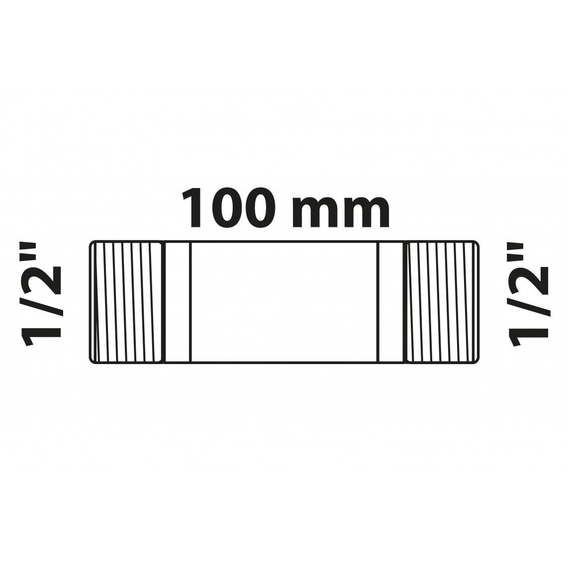 988961313 BR dubbele buisnippel, blanco, 1/2" x 100 mm, (3530) vue 2
