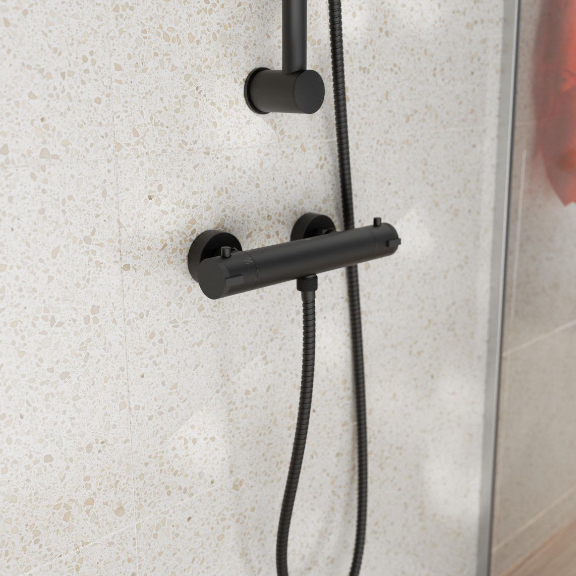 CLT168ACRBL CLAUDIO Thermostatic shower mixer, black matt vue 8