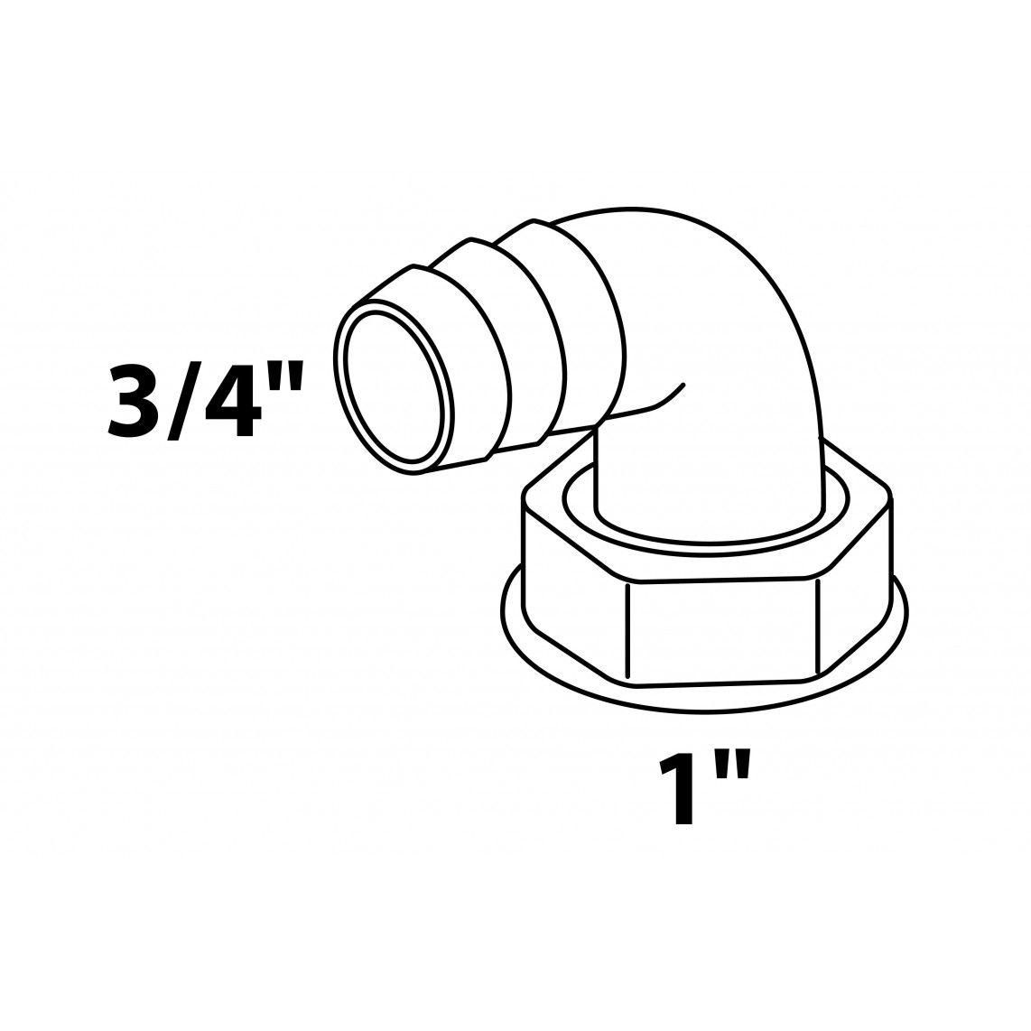 98837909 ECO-SAVE KS toestelaansluiting 90°, Grijs, 1"BI x 3/4"T vue 2