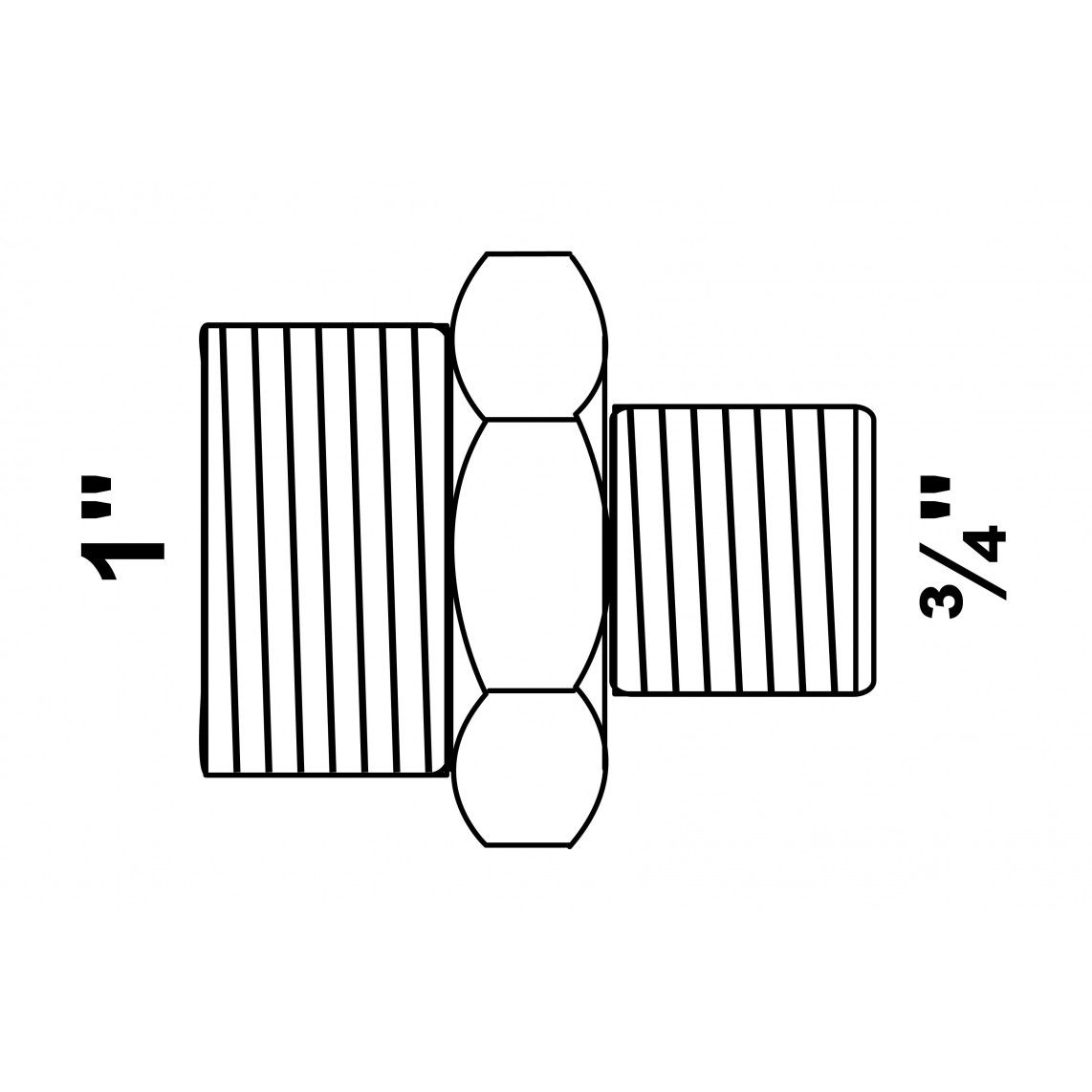 989793055 Hexagon reducing double nipple, malleable galvanized, 1" male x 3/4" male vue 2