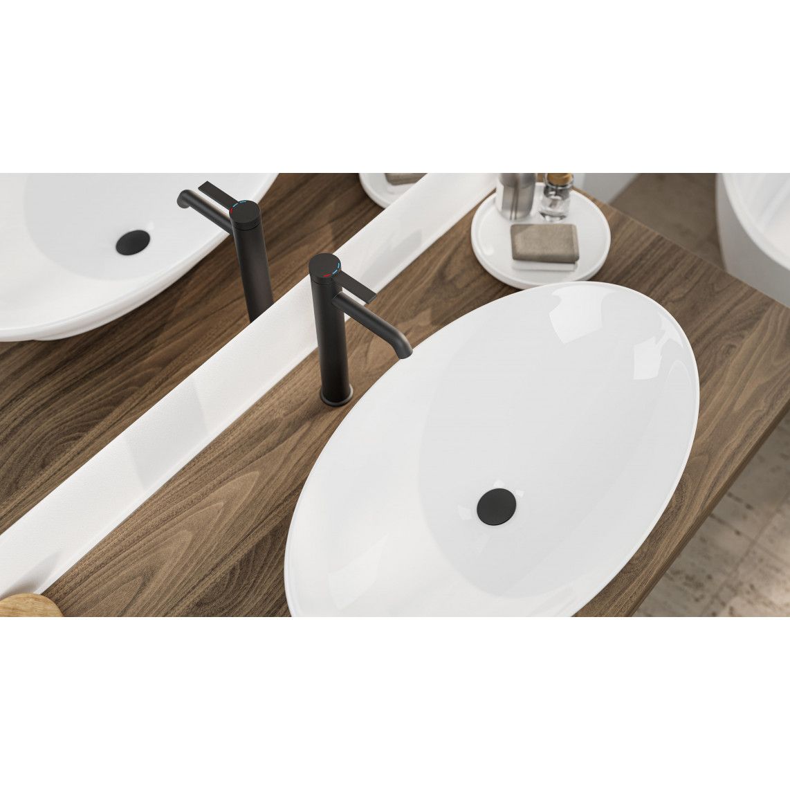 33116 LOS ANGELES Wash basin mixer, black matt, with high body vue 10