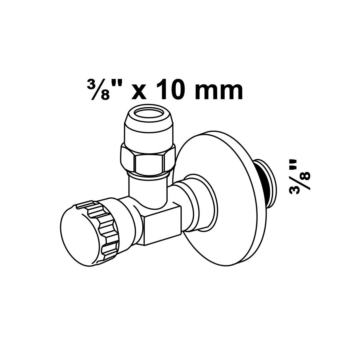 98480420 hoekstopkraan, 3/8"BU x 3/8"BU x 10 mmQ, met Duwrozet vue 2