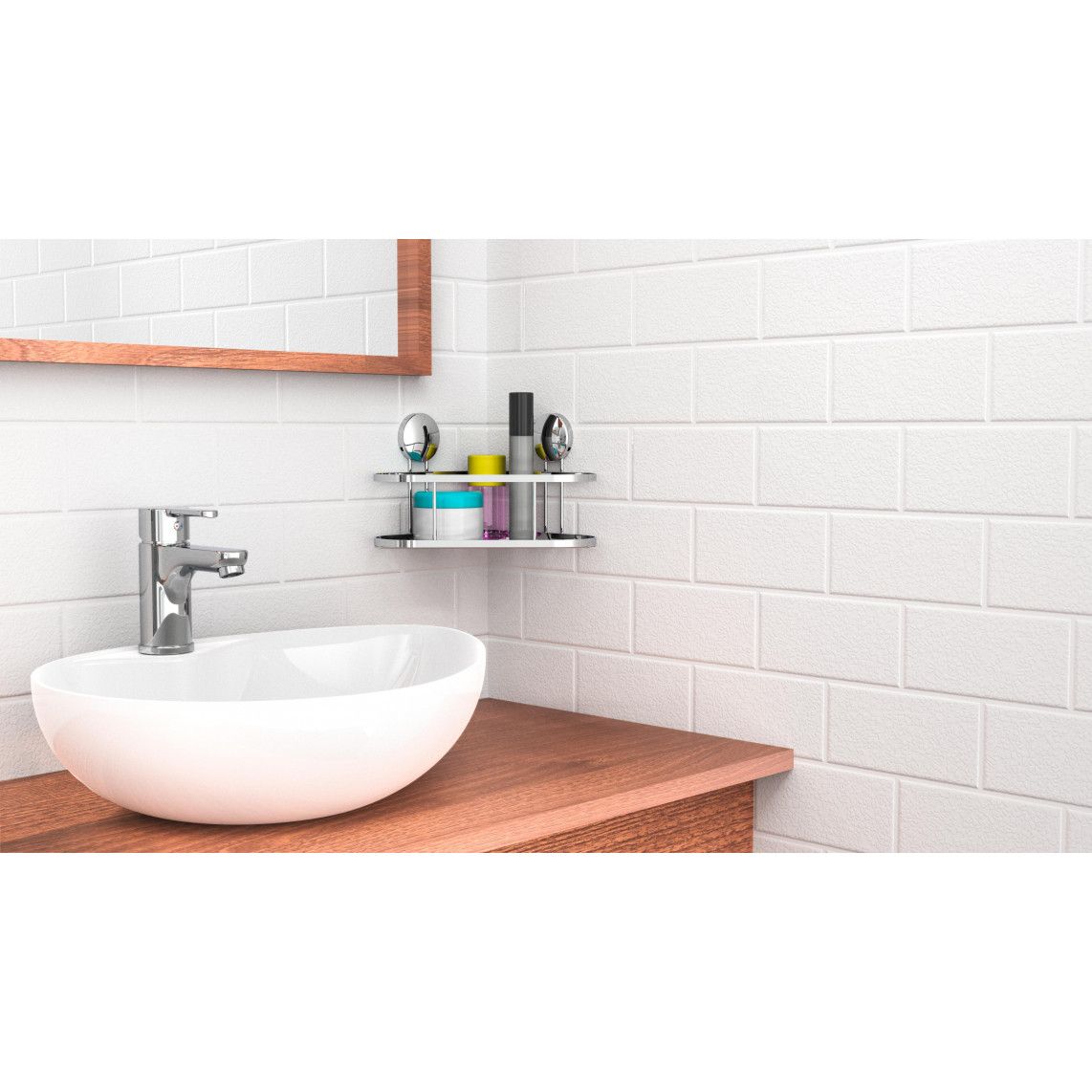 BA0200 Douche planchet, chroom, hoekig, om te lijmen of schroeven vue 5