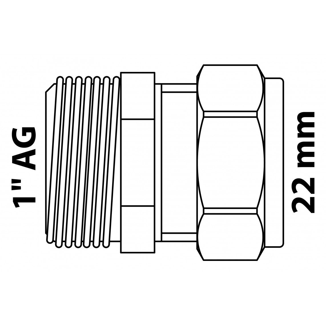 989457817 MS overgangsstuk, blanco, 22 mm x 1"BU, knelfitting voor koperen buis, vue 4