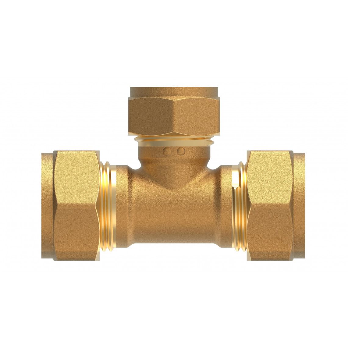 989453617 Tee reducer piece, brass, 22 mm x 18 mm x 22 mm, clamp fitting for copper pipe vue 2