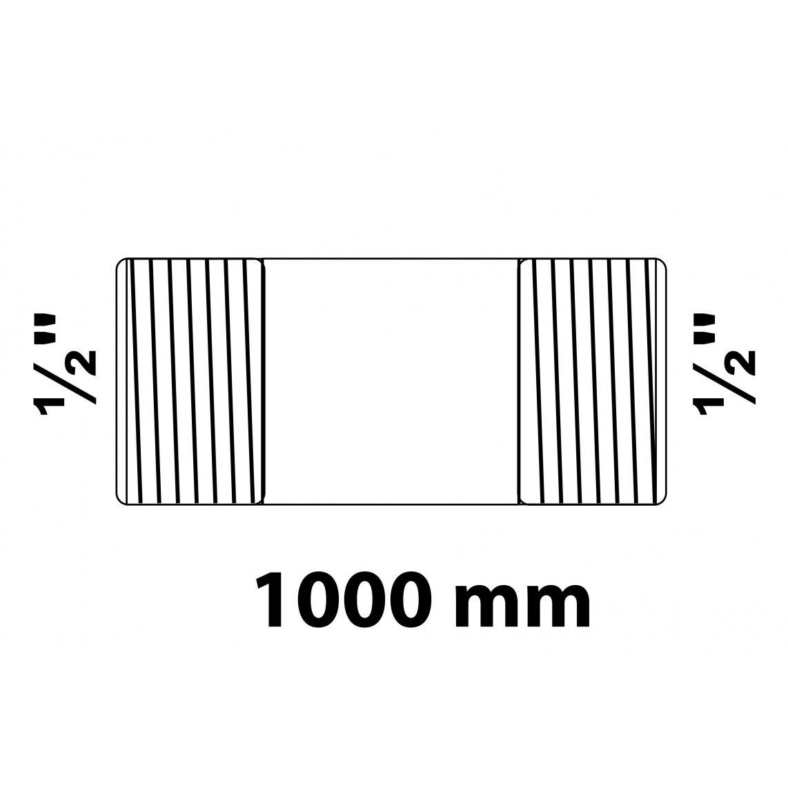 989822155 GI dubbele buisnippel, gegalvaniseerd, 1/2" x 1000 mm, (23) vue 2