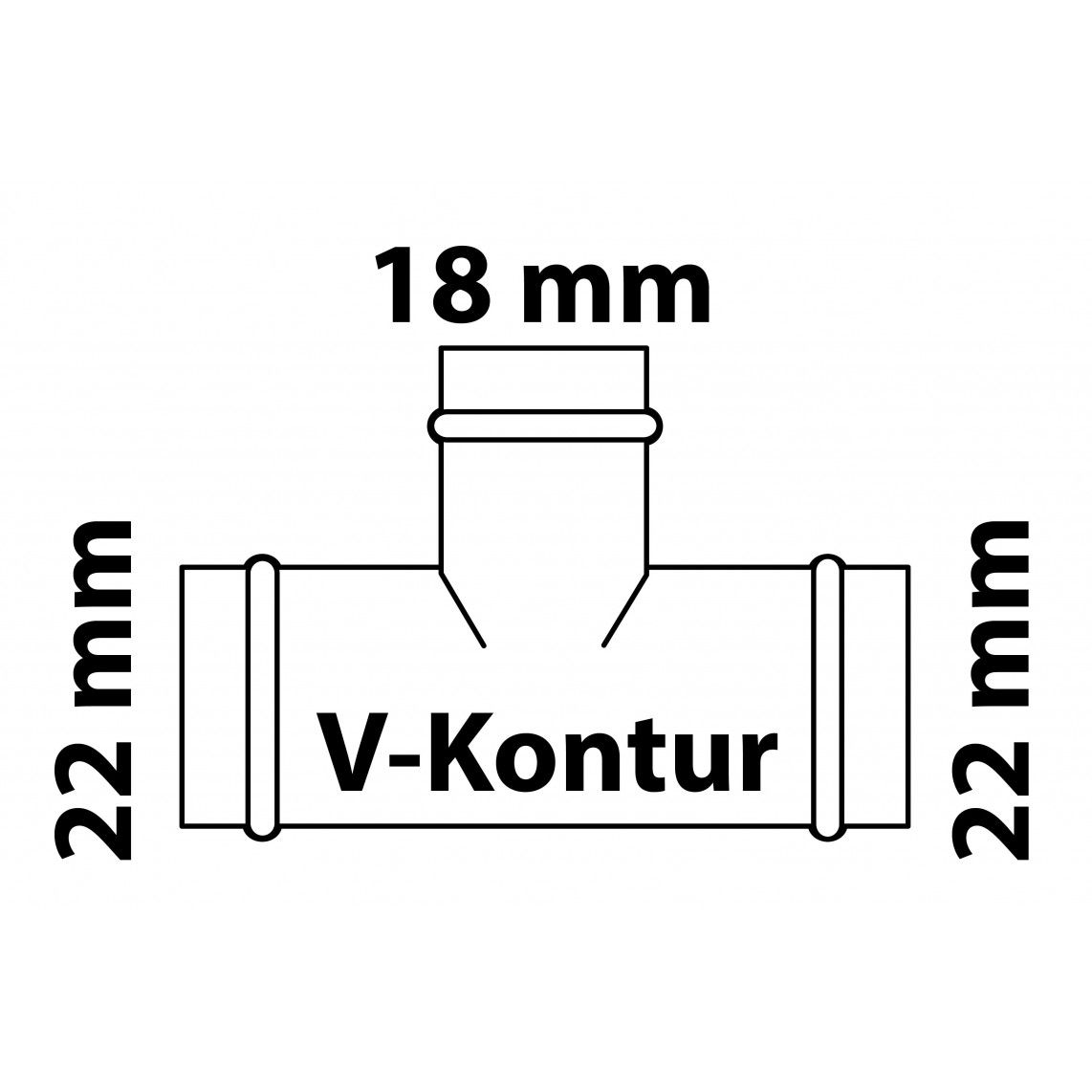 988618554 CU verloop T-stuk, blanco, 22 mm x 18 mm x 22 mm, 3 mofen, (P5130), vue 2