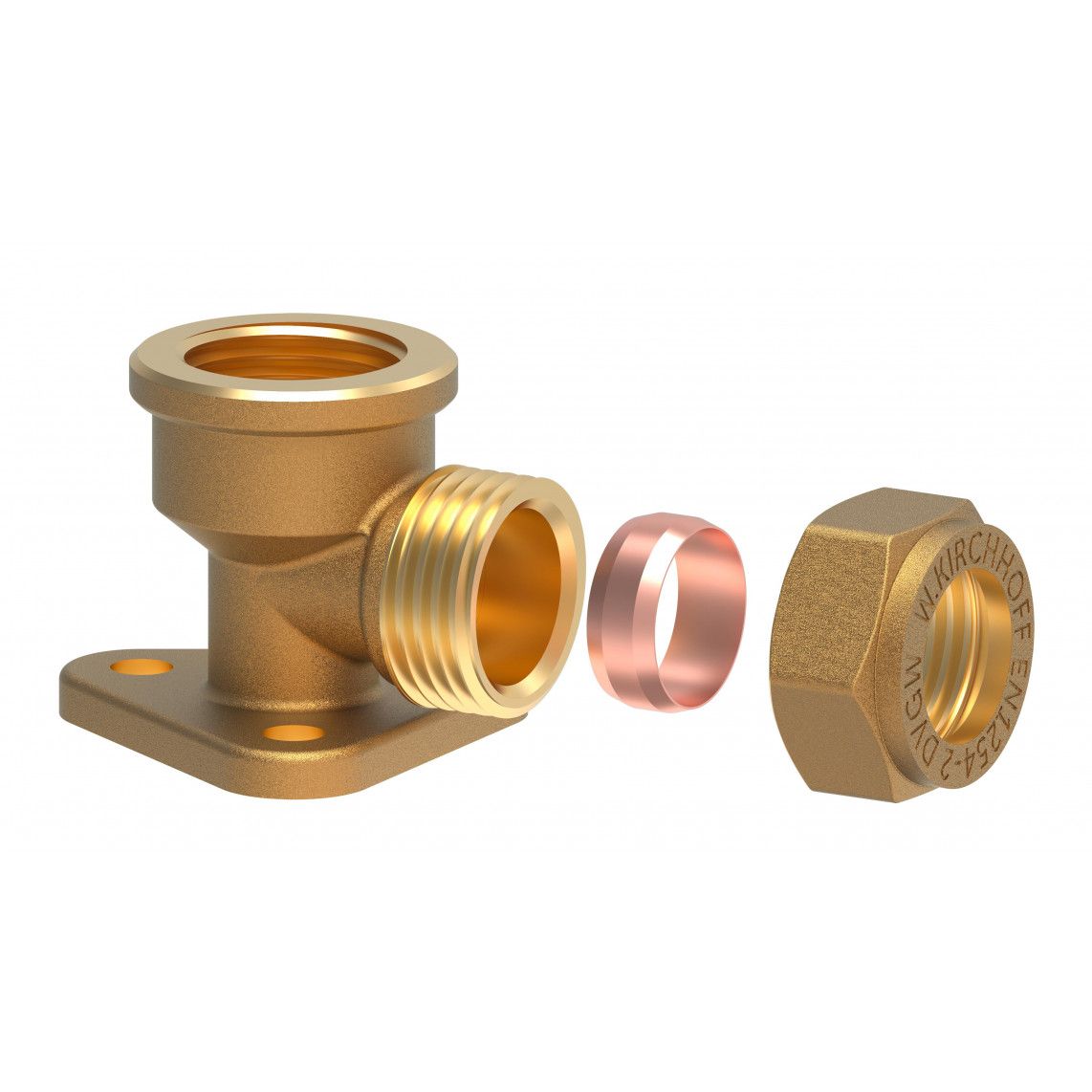 989458217 MS wandplaat, blanco, 15 mm x 1/2"BI, knelfitting voor koperen buis, vue 3