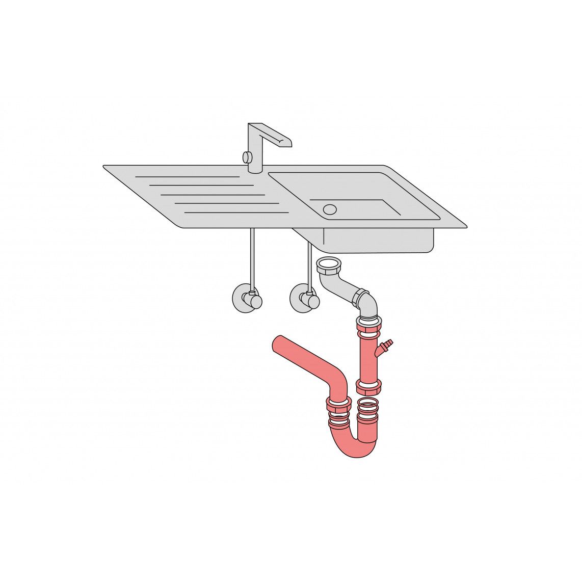 98831449 ECO-SAVE KS spoelbak-buissifon, Grijs 1 1/2"BI x 50 mm, met 3/4" toestelaansluiting vue 7