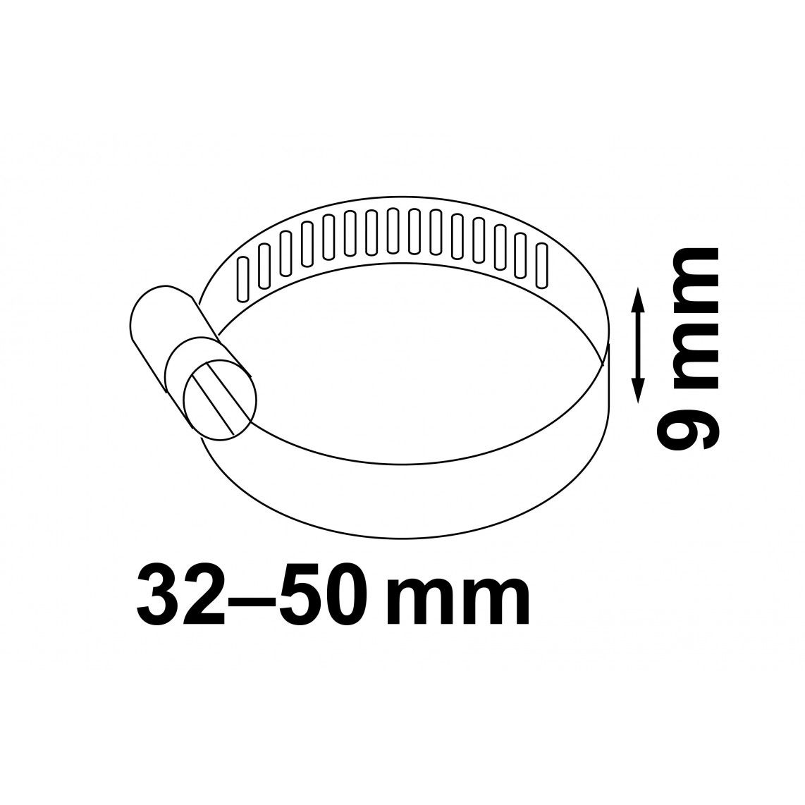 987375155 Hose clamp, stainless steel, 9 x 32 - 50 mm vue 2