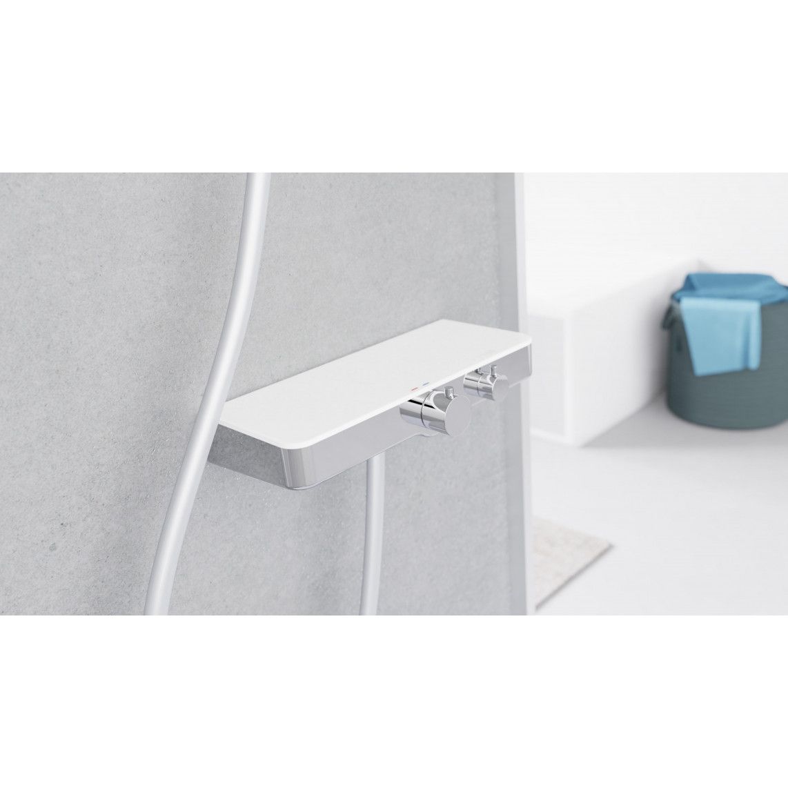 60535 OCEAN Mitigeur thermostatique de douche, chromé/blanc, avec tablette vue 8