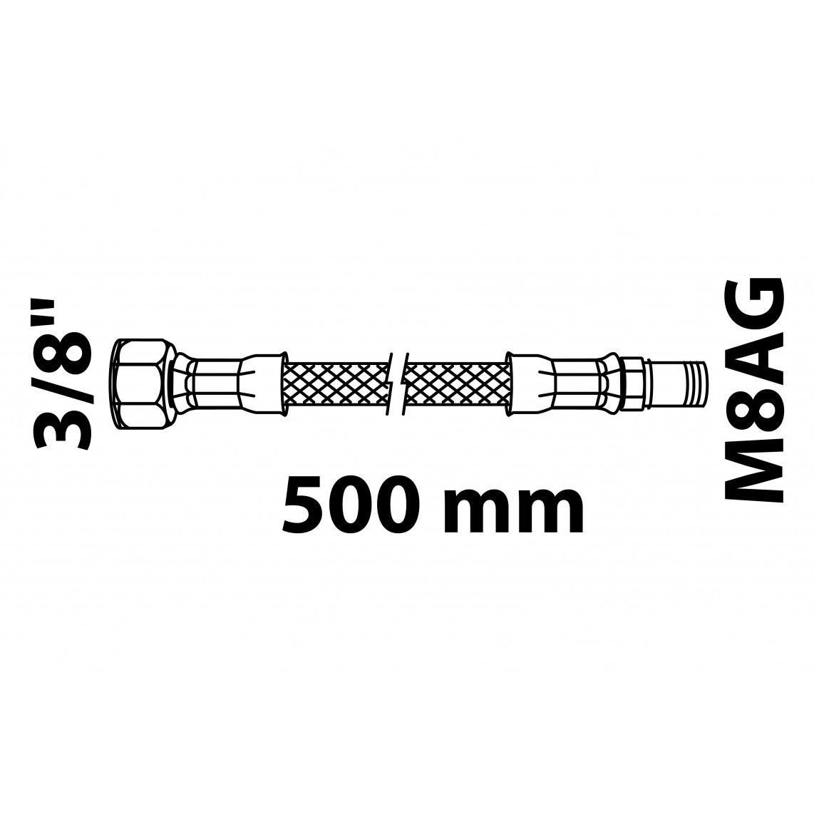 986266048 Flexaansluitslang 500 mm, mat zwart, 3/8"BI x M8AG vue 2