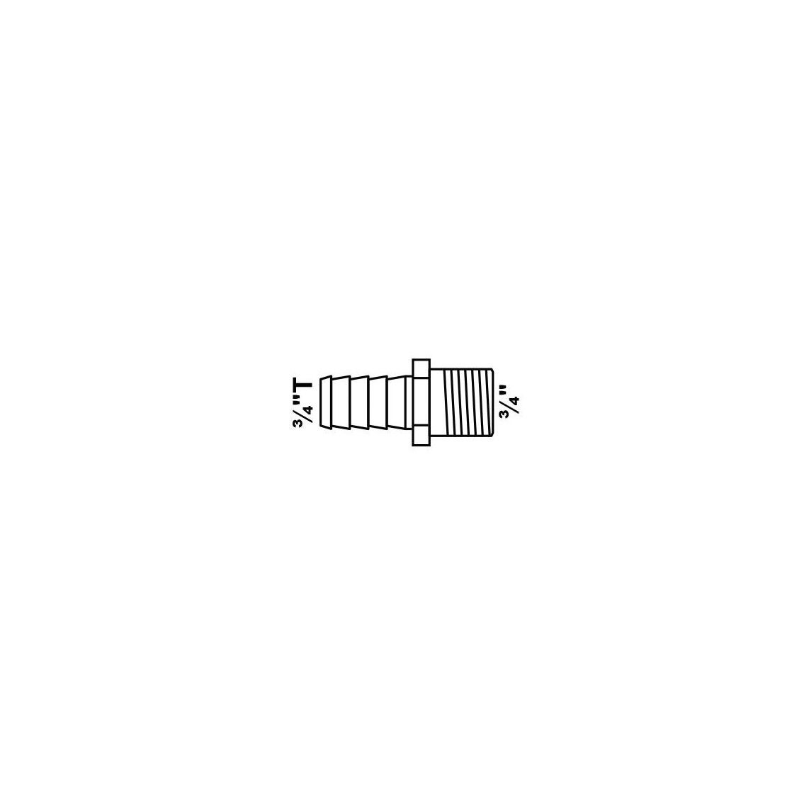 987389725 LT raccord de flexible 6-Kant, vierge, 3/4" M x 3/4"T vue 2