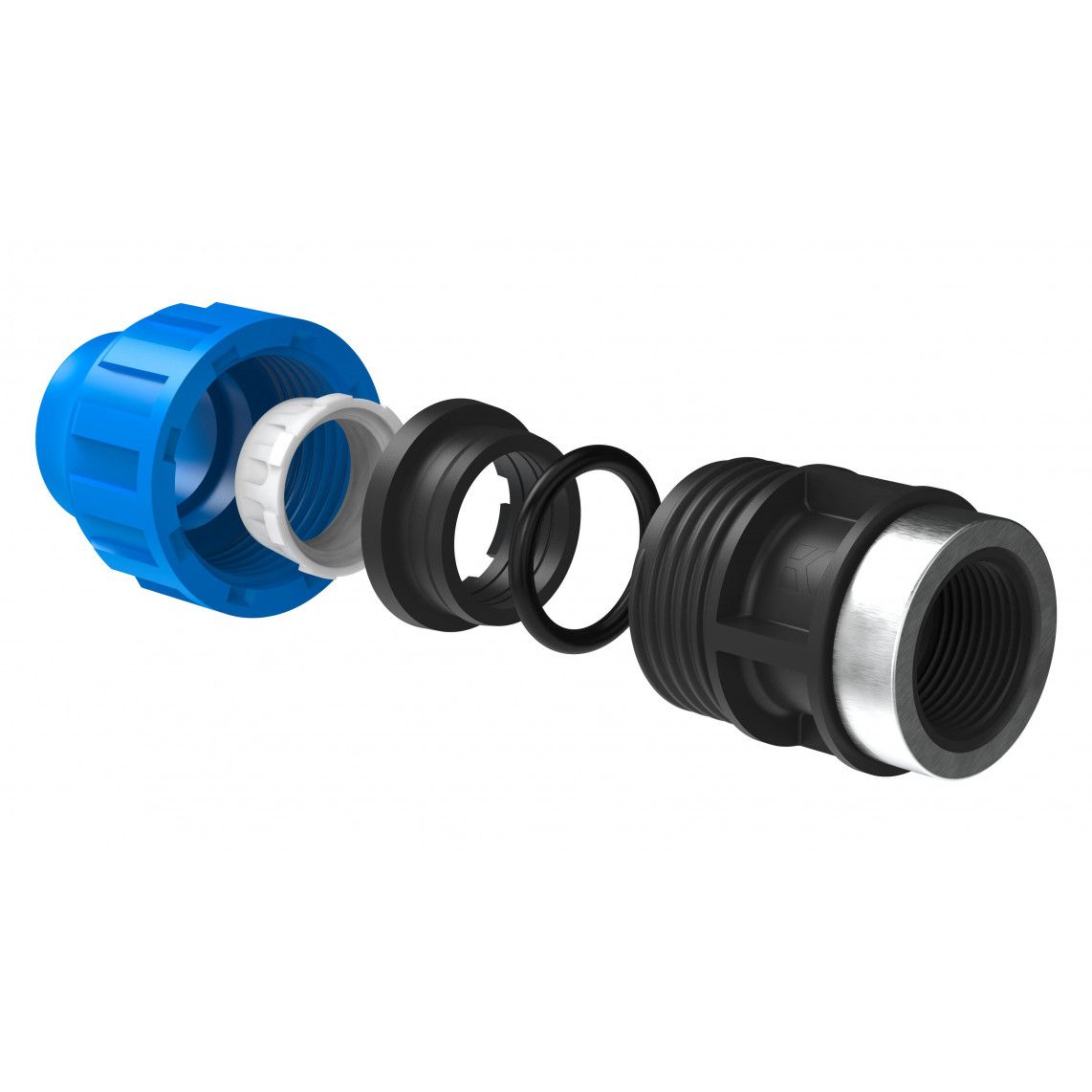 984843317 PP overgangsstuk, 32 mm x 1"BI, knelfitting voor tyleen/socarex vue 3