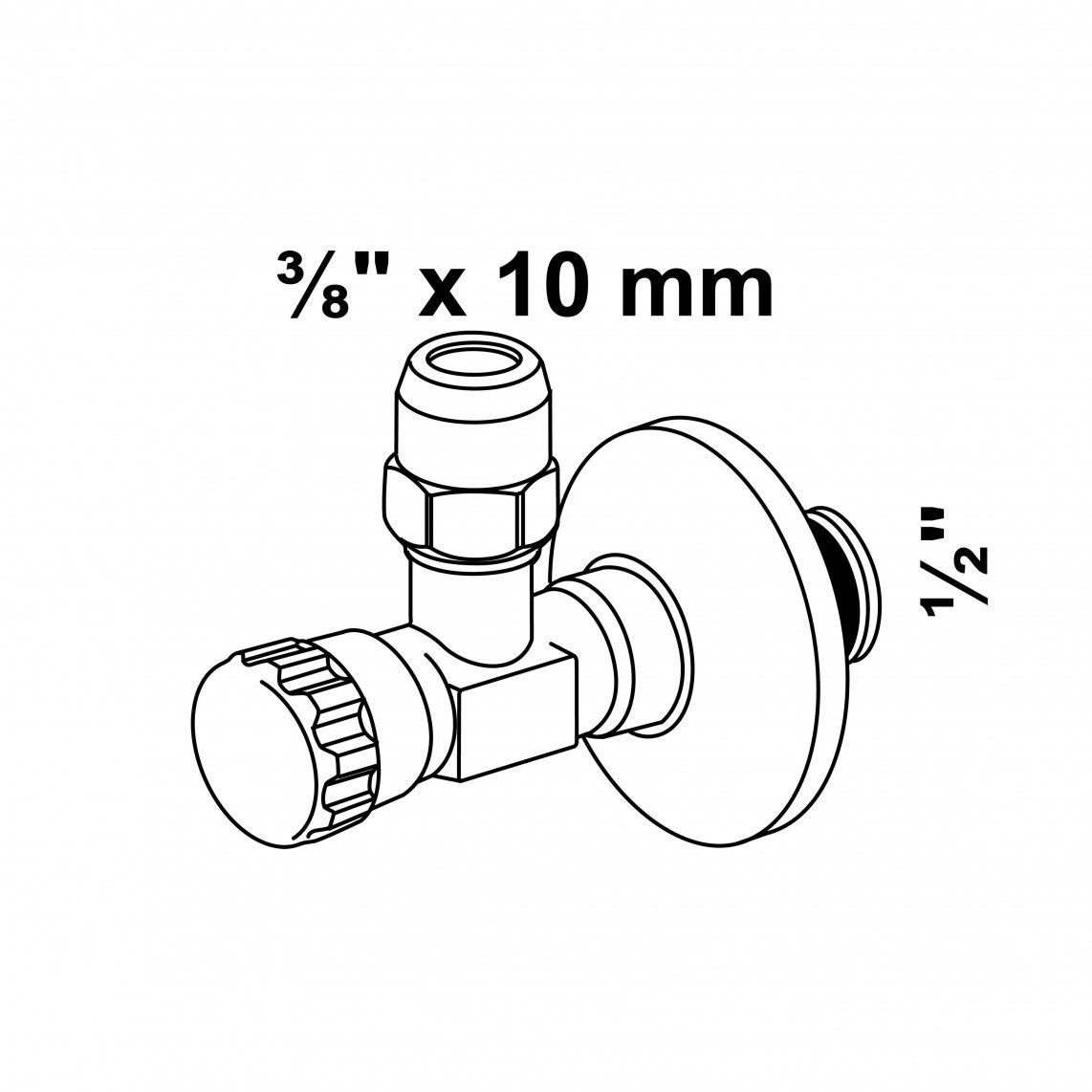 98480400 hoekstopkraan, 1/2"BU x 3/8"BU x 10 mmQ, met Duwrozet, zelfdichtend vue 7