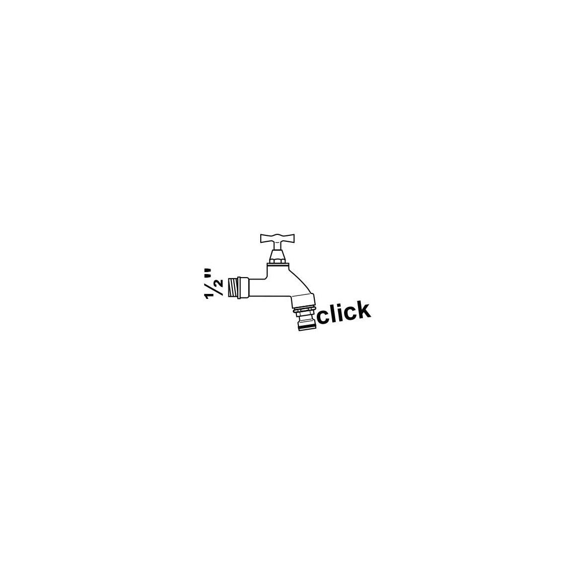986192155 MS tapkraan Hendel, chroom, 1/2"BU x Gardena Click, met Buisbeluchter u. terugslagklep. vue 2