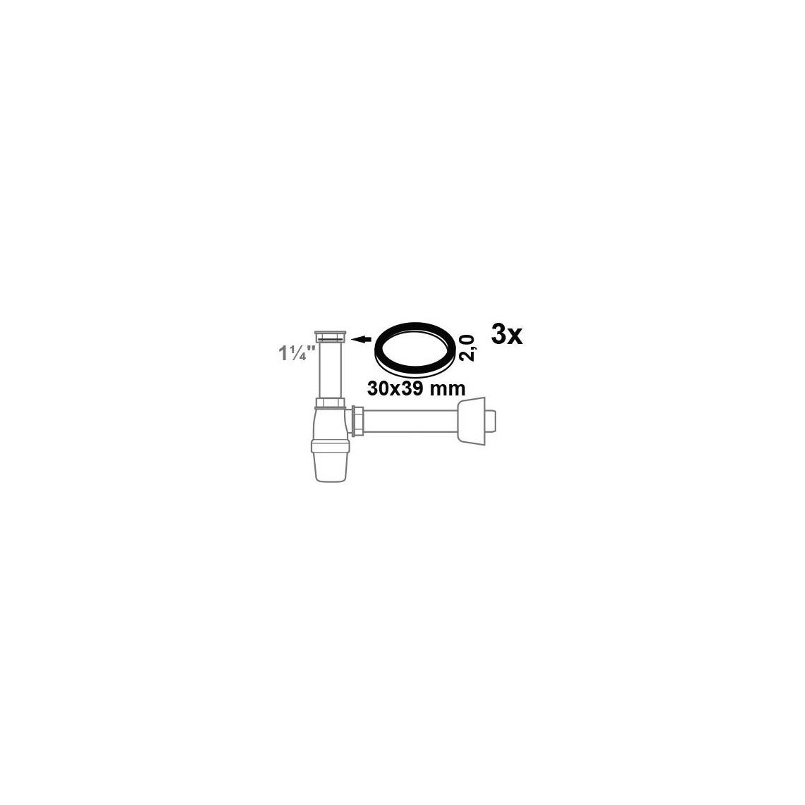 98696130 siphon joint plat, Silicone, 30 x 39 x 2 mm, pour 1 1/4" (3x) vue 2