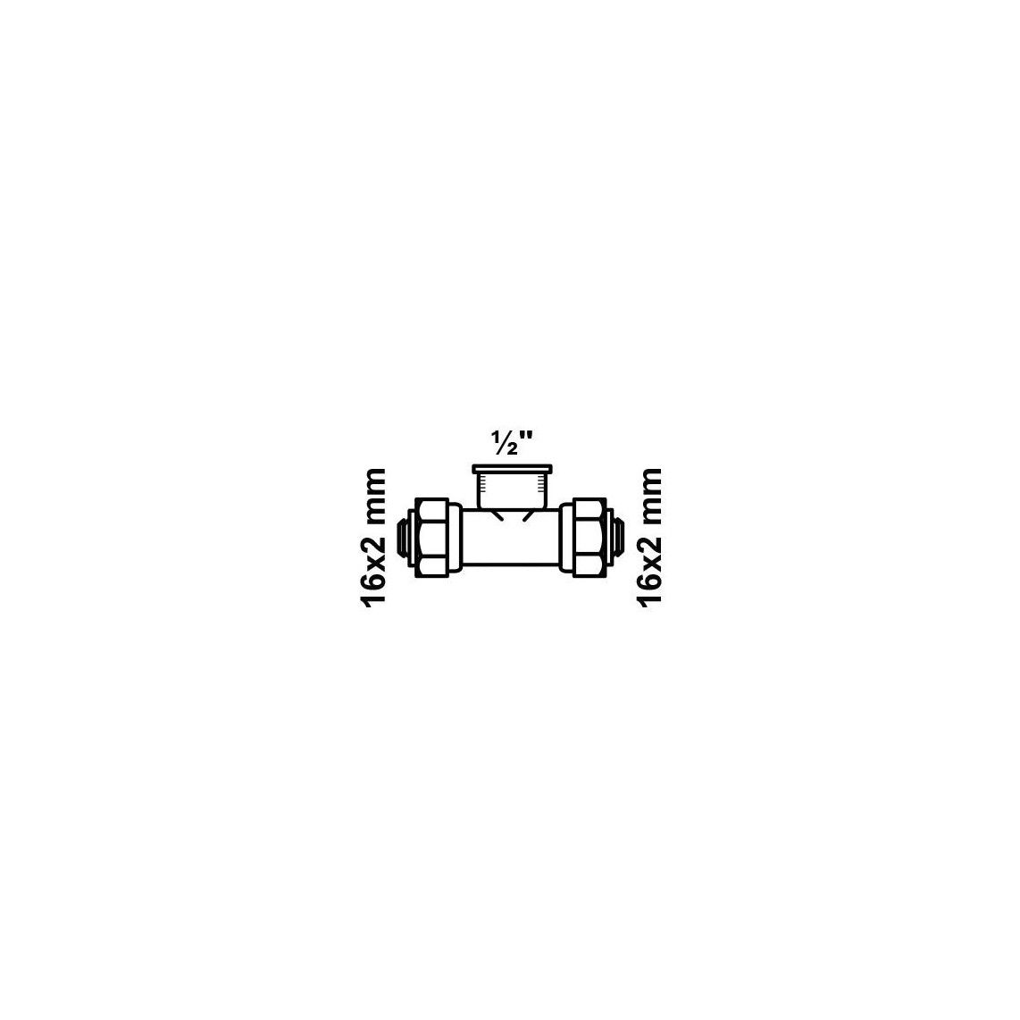 988912155 MS T-stuk, blanco, 16 mm x 1/2"BI x 16 mm, knelfitting voor meerlagen buis vue 2