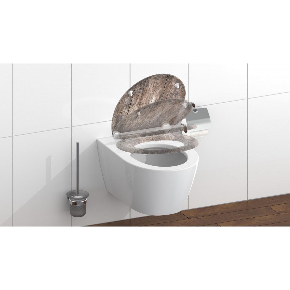 82368 abattant WC en Duroplast OLD WOOD, avec frein de chute et déclipsable vue 8