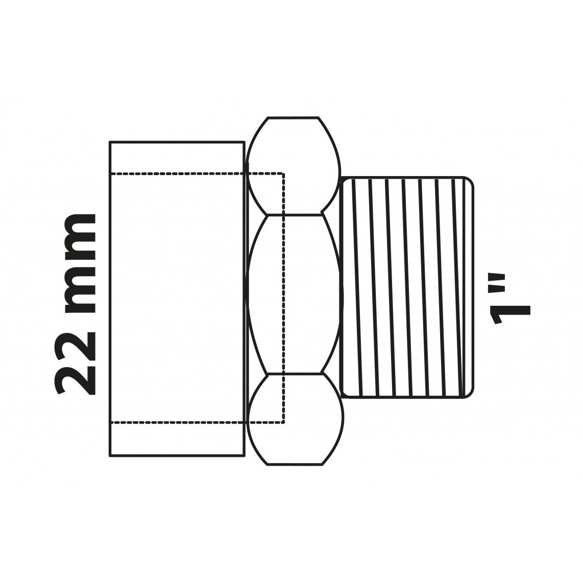 989084217 Transition nipple, red brass, 22 mm x 1" male, 1 socket vue 2