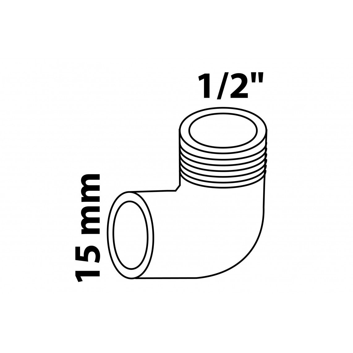 989211055 BR knie 90°, blanco, 15 mm x 1/2"BU, 1 mof (4092g) vue 2