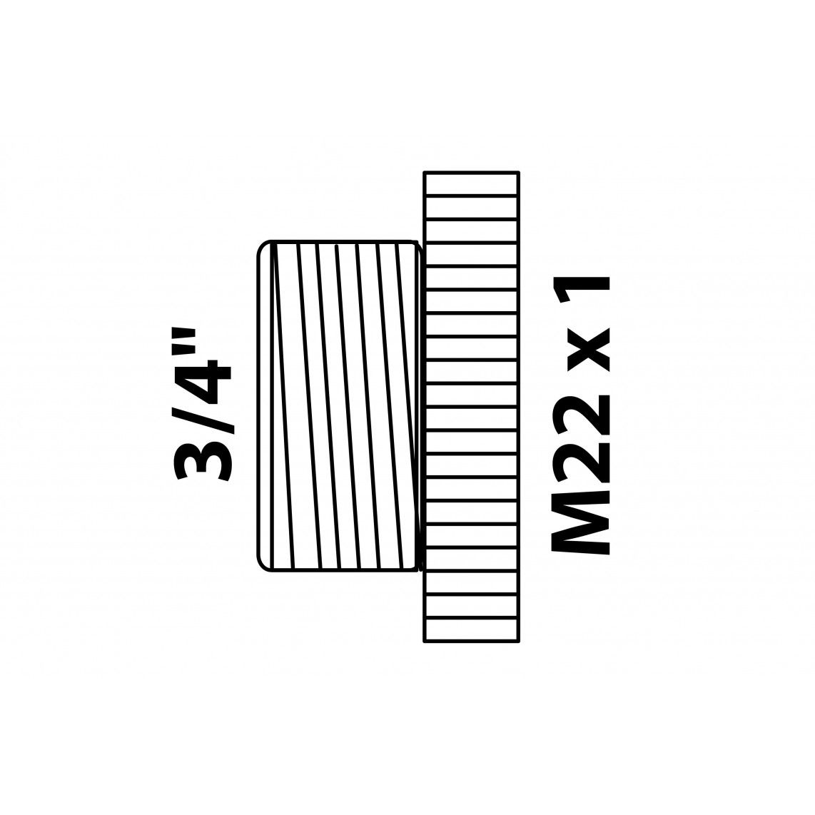 989326155 LT pièce intermédiaire, chromé, 3/4" M x M22IG vue 2