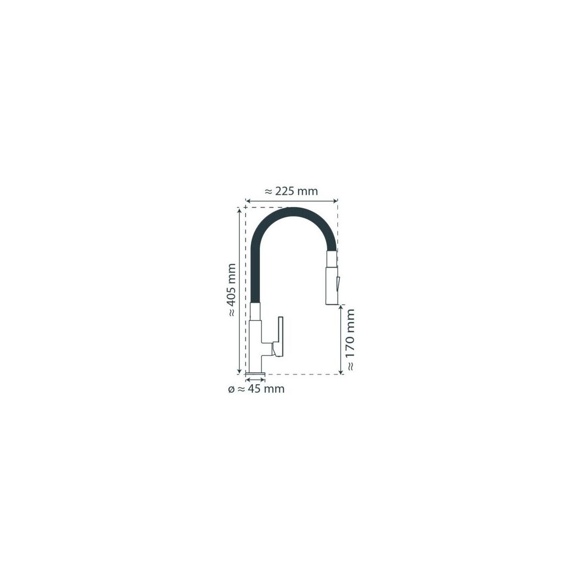 79586 GLASGOW Keukenkraan, mat zwart, met soft-touch slang vue 2