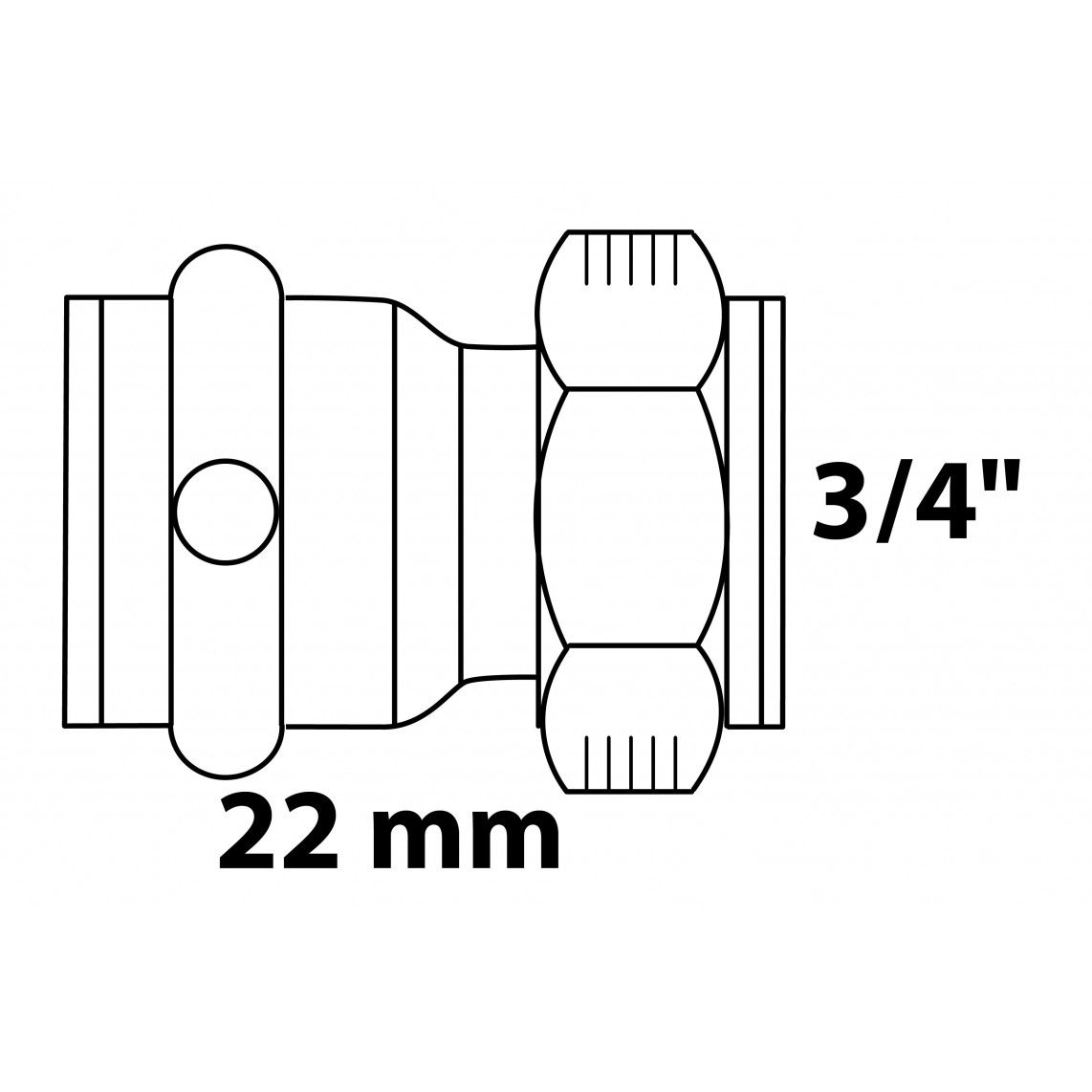 988628754 BR overgang schroefverbinding, blanco, 22 mm x 3/4"BI, 1 mof, (P4355) vue 3