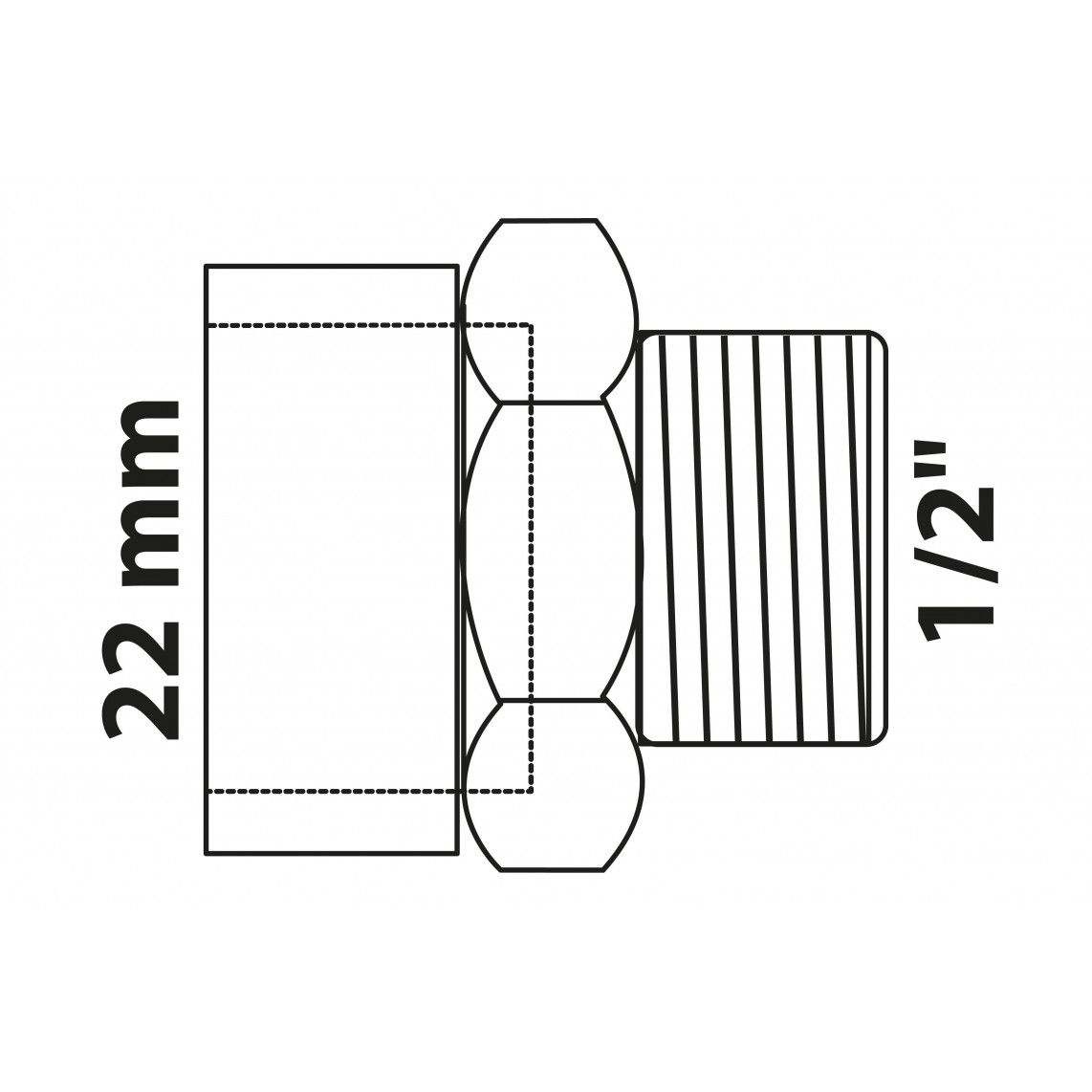 989089017 BR Mamelon de transition, vierge, 22 mm x 1/2" M, 1 manchon (4243g) vue 2