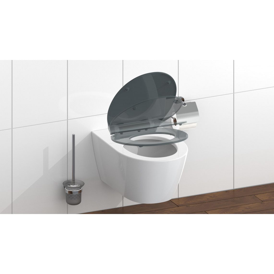 82704 abattant WC en Duroplast SLIM ANTHRAZIT, avec frein de chute et déclipsable vue 9