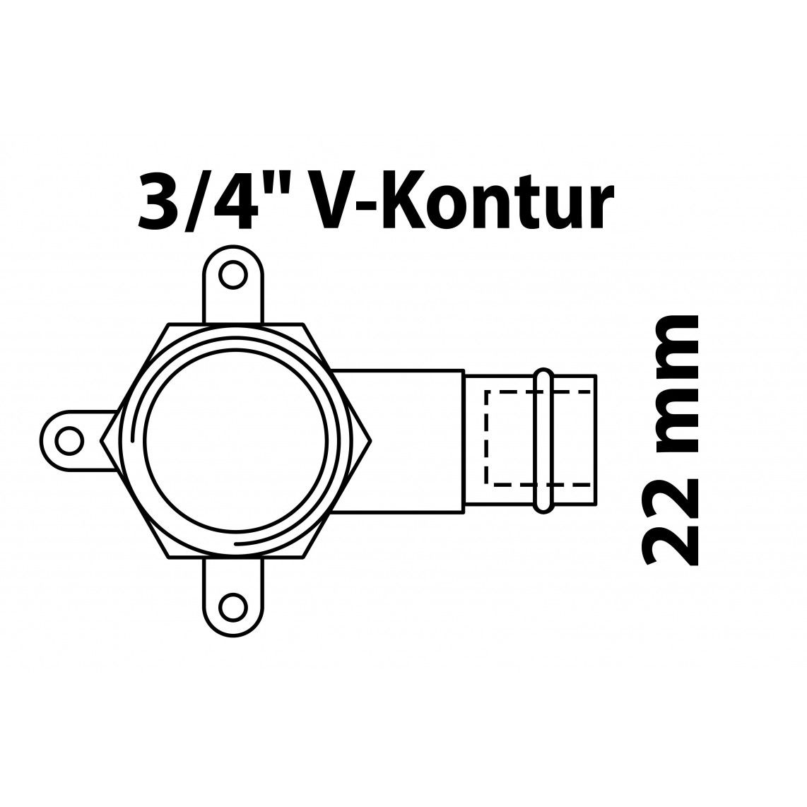 988626454 BR wandplaat, blanco, 22 mm x 3/4"BI, 1 mof, (P4471g) vue 2