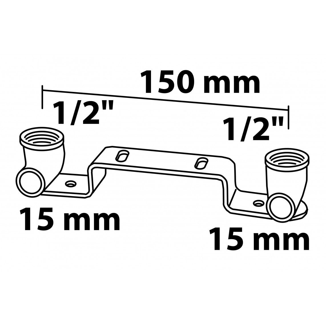 989122555 BR montage eenheid, blanco, 15 mm x 1/2"BI, HOH afstand 150 mm, 1 mof (4976g) vue 2