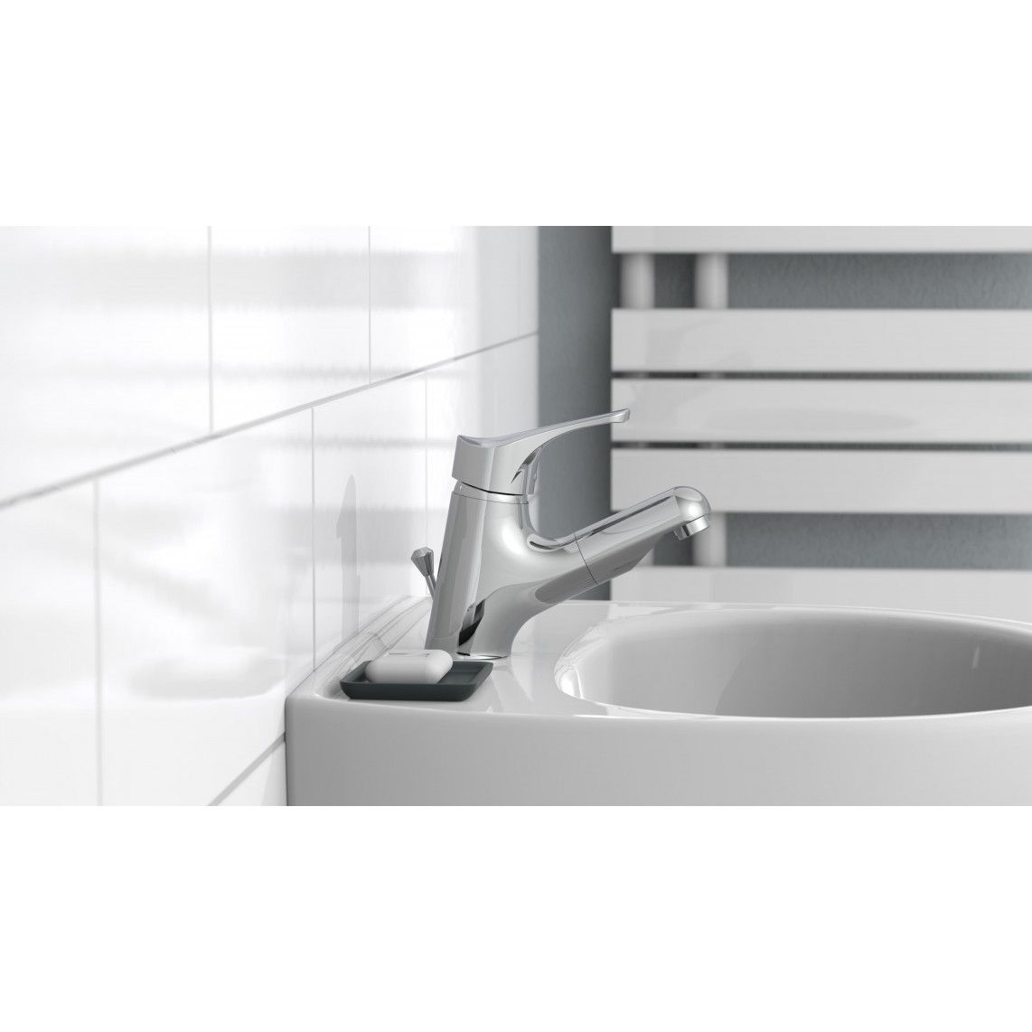22150 ATTICA Wastafelkraan, chroom, met uittrekbare haardouche vue 10