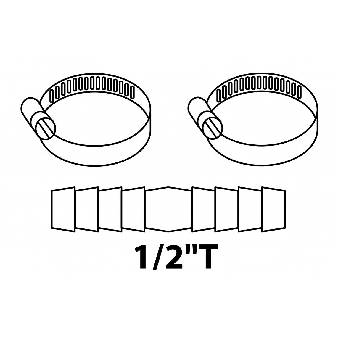 987381148 LT connecteur de flexible, vierge, 1/2", avec 2x collier de serrage vue 2