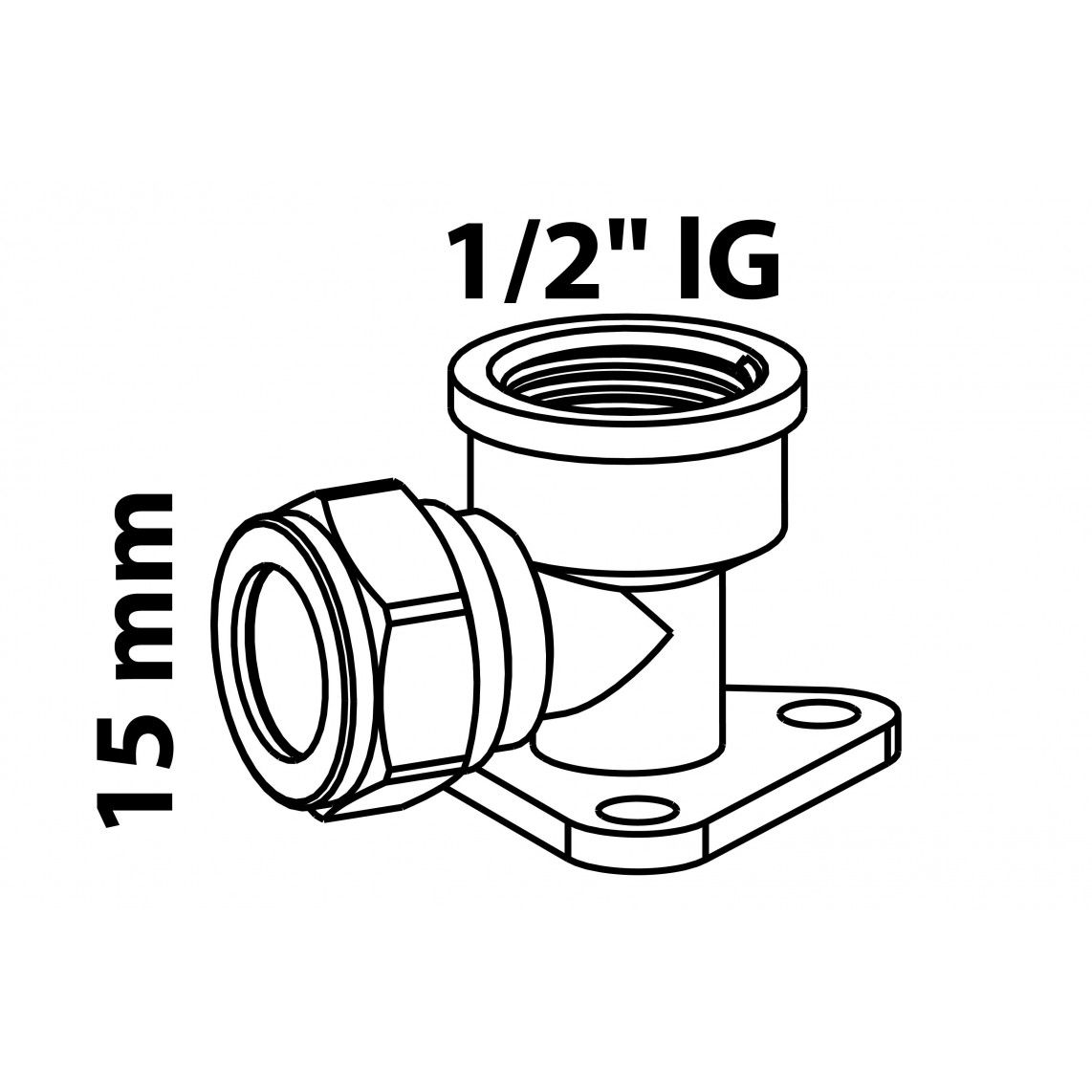 989458217 MS wandplaat, blanco, 15 mm x 1/2"BI, knelfitting voor koperen buis, vue 4
