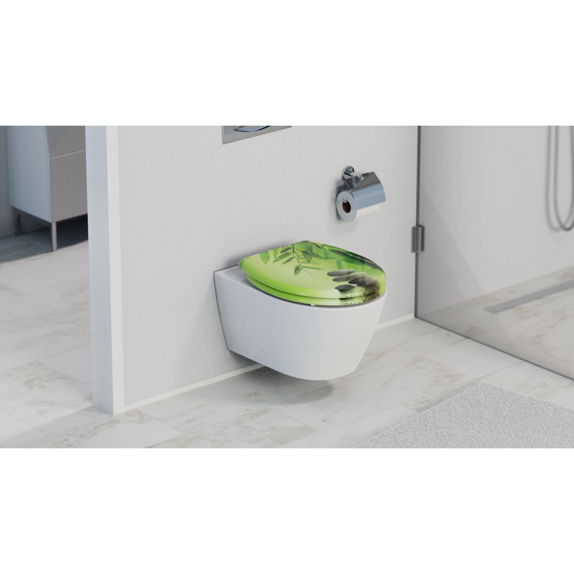 82365 Duroplast Toilet seat GREEN GARDEN, with soft close and quick release vue 9
