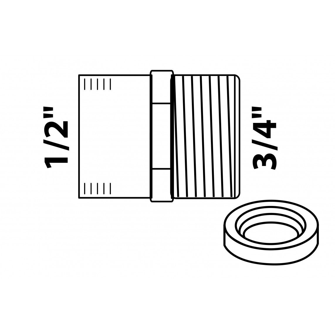 989320155 Raccord réducteur en laiton, chromé, 3/4" M x 1/2" F vue 2