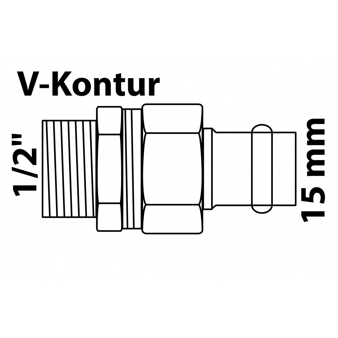 988627254 BR raccord à visser, vierge, 15 mm x 1/2" M, à joint plat, 1 manchon, (P4331g) vue 2