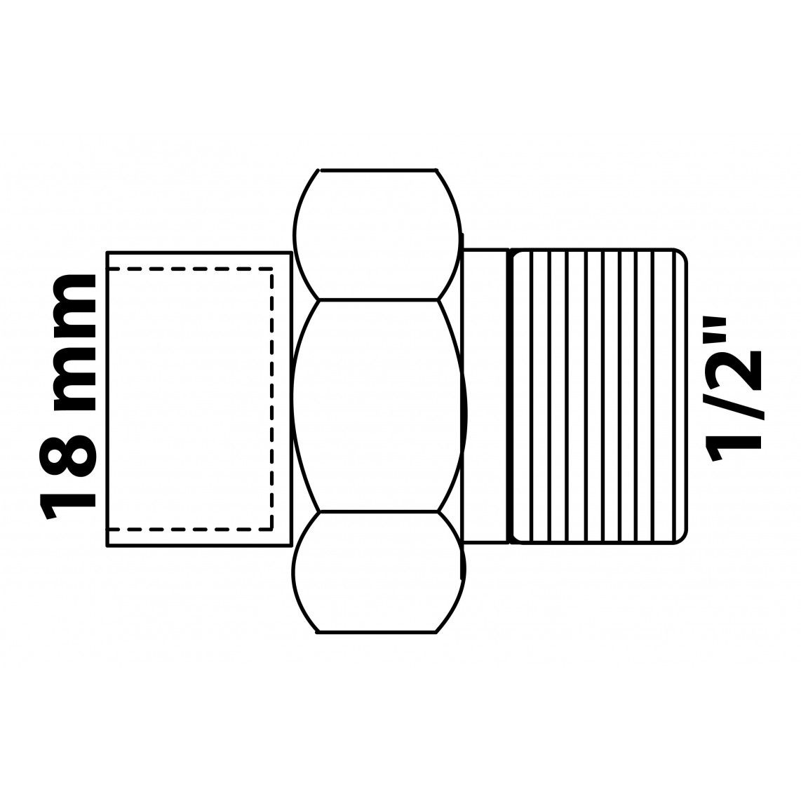 989242055 Screw connection, red brass, 18mm x 1/2" male, conical sealing, 1 socket vue 2