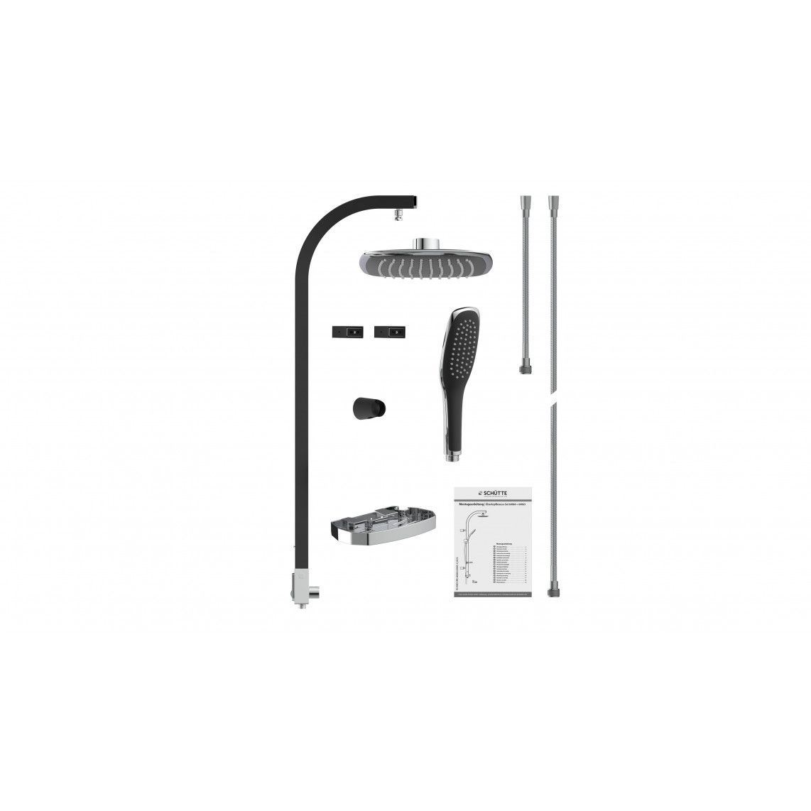 60060 MADAGASKAR Regendouche set, mat zwart/ chroom vue 4