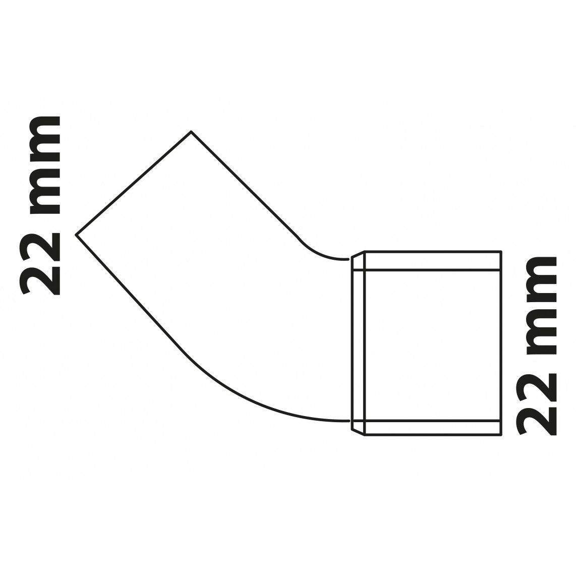 989144017 CU arc 45°, vierge, 22 mm, 1 manchon (5040) vue 3