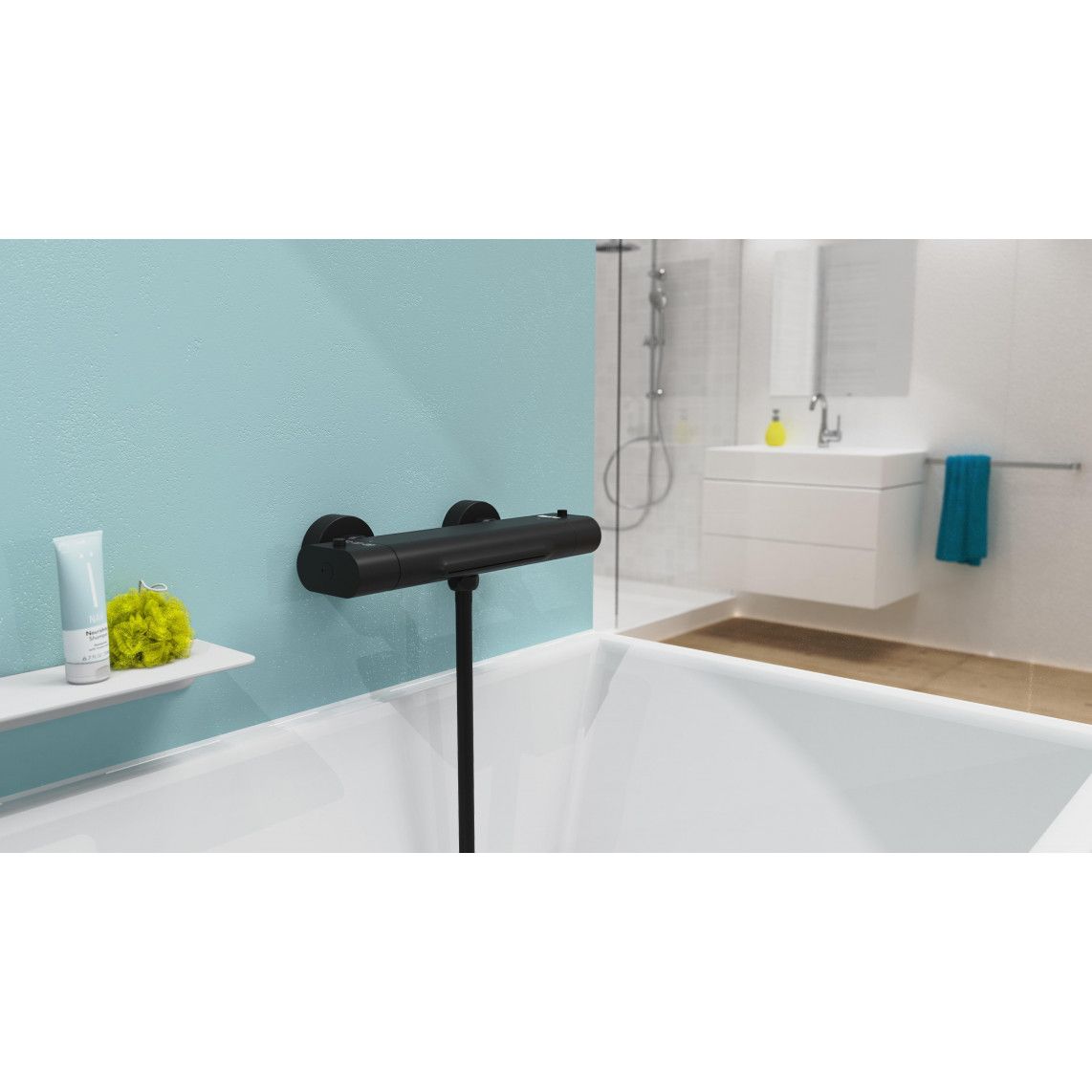 1330090B CARNEO Mitigeur bain/douche, avec bec cascade, noir mat vue 4