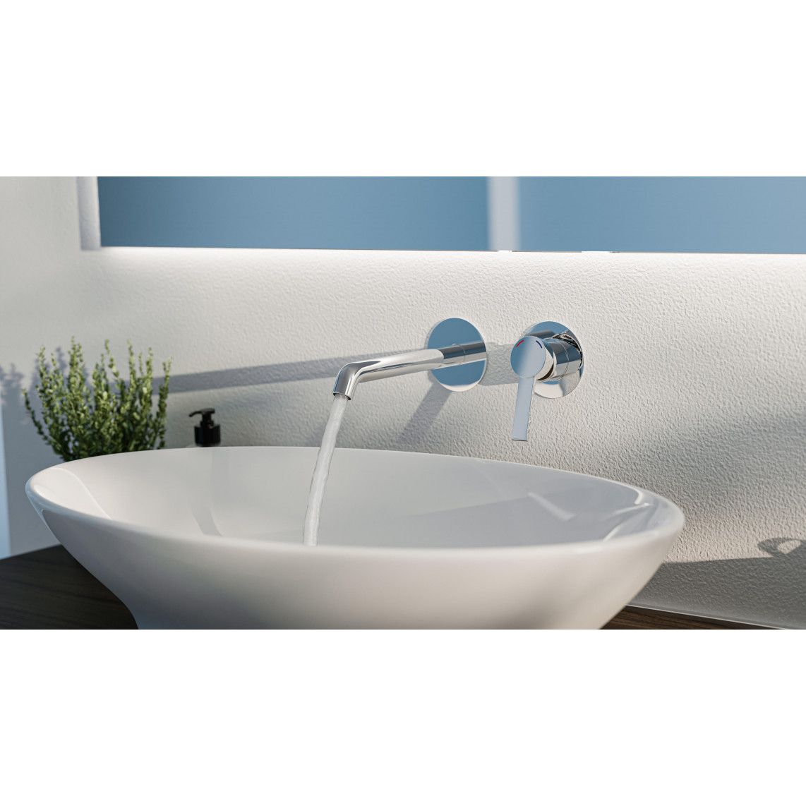 33160 LOS ANGELES Wash basin mixer, chrome, for wall fixing vue 8